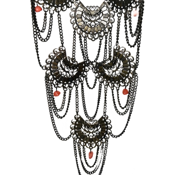 Vintage Boho chic Antique Gold Bib Statement Necklace - Picture 5 of 7